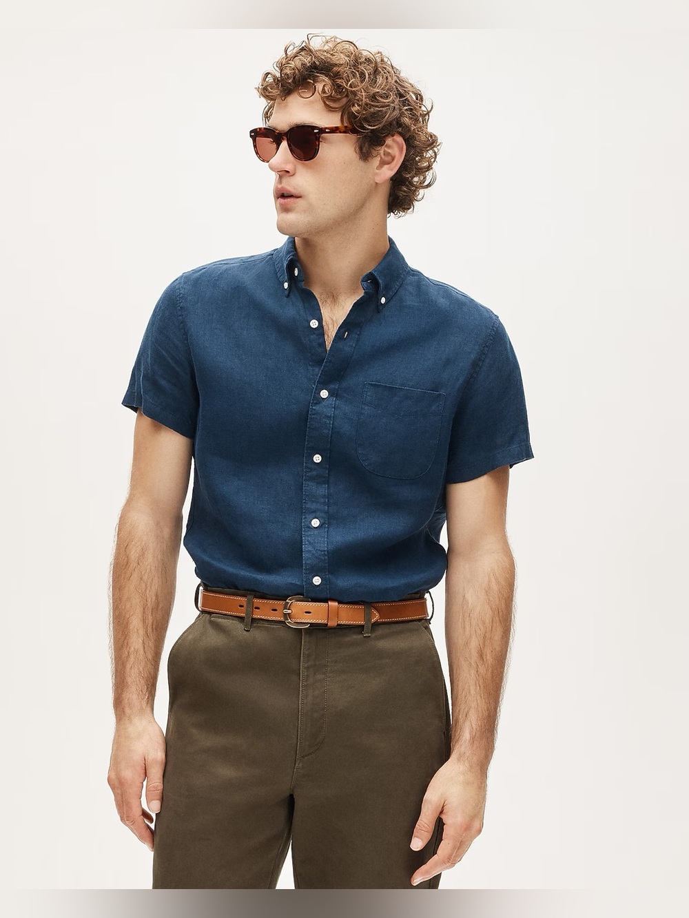 J.Crew Slim short-sleeve Baird McNutt Irish linen shirt in ink